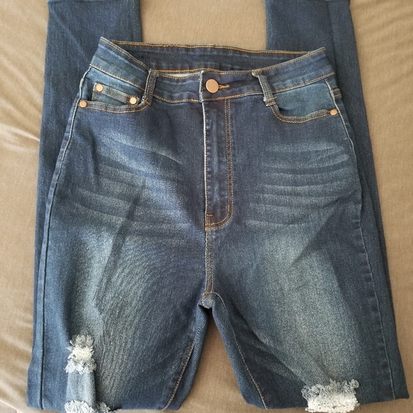Fashion Nova Denim - Distressed High Waist Skinny Jean's- Size 15/16